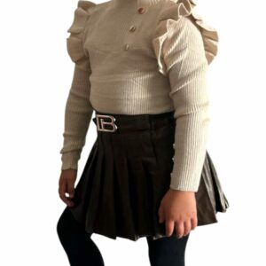 Leren Look Plooirok – Bruin